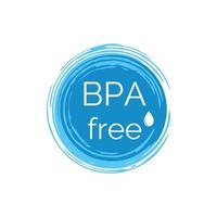 Free BPA icon. Blue round badge with water drop. Bisphenol A and phthalates free flat vector illustration