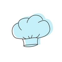 Blue chef hat icon, hand drawn vector illustration. Line headdress isolated on white background