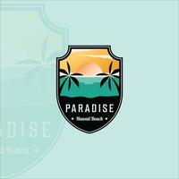 beach or paradise emblem logo modern vintage vector illustration template icon graphic design. palm or coconut tree at the outdoors sign or symbol for travel adventure