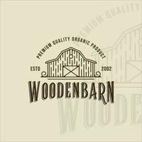 wooden barn logo line art vintage vector illustration template icon graphic design. farm house livestock sign or symbol for professional farmer and business with retro typography style