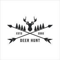 deer and arrow logo vintage vector illustration template icon design
