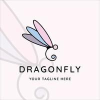dragonfly logo line art modern color minimalist vector illustration template icon graphic design