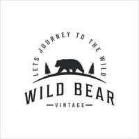 wild bear logo vintage vector illustration template icon design