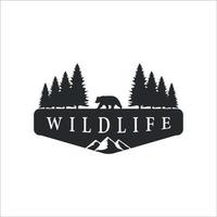 wild life bear logo vintage vector ilustración plantilla icono diseño