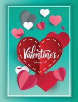 Valentines cards templates collection colorful dynamic hearts decor vector