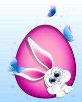 Bunny peeking out of egg vector