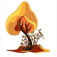 Vector image of autumn concept. with a lone tree with a shrub. Stylization. EPS 10