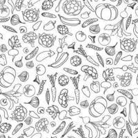 Farm Food ingredient seamless pattern. Vegetable background. Farm fresh food drawing ornamental decor for kitchen vector