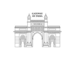 icono de la ciudad de Bombay. puerta de entrada de la india. arquitectura india. lugar de viaje famoso indio. vector