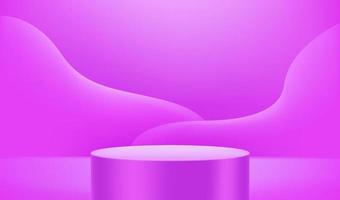 Empty pink interior mockup with cylinder. Template for design. Vector 3d illustration