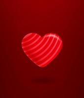 Red heart with stripes. 3d vector illustration