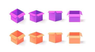 Different postage boxes set isolated on white background. 3d vector illustration