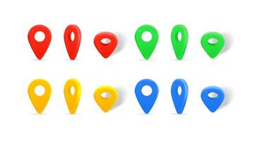 Map pins clipart. Objects isolated on white background. 3d vector illustration