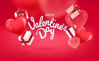 Valentines Day banner with lettering inscription. 3d vector
