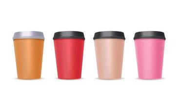 Coffee cups clipart. Objects isolated on white background. 3d vector illustration