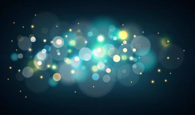 Abstract dark background with bright bokeh lights