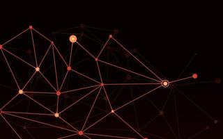 Light node on a dark red background with line dot connection. Futuristic abstract shape for website banner vector