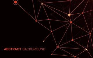 Abstract background with red node and plexus line. Big tech pattern with data structure. Dark space design vector