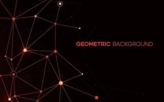 Red geometric background with line and dot connection. Scientific mesh polygon design for global communication vector