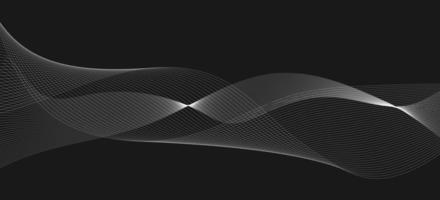 White soundwave on dark gray background. Audio line blend element. Abstract wave shape with countour vector