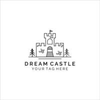 dream castle line art logo illustration vector template design