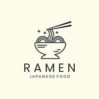 ramen noodle japanese minimalist line art logo icon template vector design
