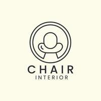 silla muebles minimalista línea arte logo emblema icono vector ilustración plantilla diseño