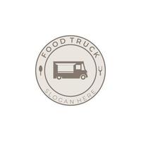 food truck emblem vintage logo ilustración vector plantilla diseño