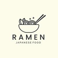 ramen noodle japan minimalist line art logo icon template vector design