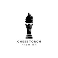 diseño de ilustración de vector de logotipo de antorcha de ajedrez