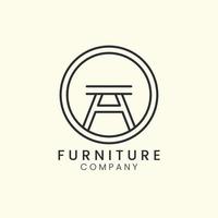 table furniture minimalist line art icon logo template vector design