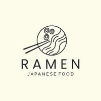 ramen noodle minimalist line art logo icon template vector design