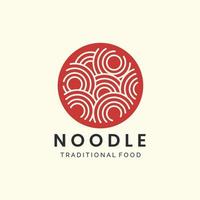 noodle japanese emblem vintage color logo icon template vector design