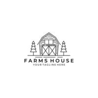 farms house line art logo vector illustration template design