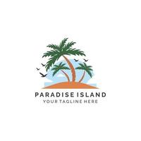 paradise island color logo vector illustration template design