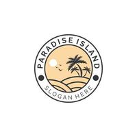 paradise island vintage emblem logo vector illustration template design, coconut tree color logo