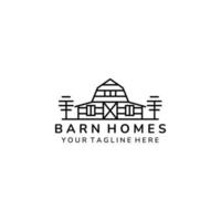 barn home minimalist line art icon logo template vector illustration design, farm house minimalist line art logo