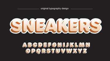 orange 3d cartoon uppercase rounded typography vector