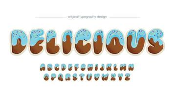 tipografía de dibujos animados de chocolate de cupcake de escarcha azul vector