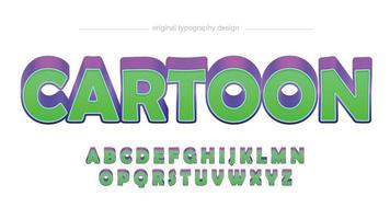 tipografía de dibujos animados 3d verde y púrpura vector