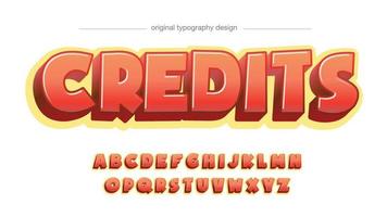 red and yellow 3d comics cartoon typography vector