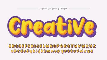 yellow 3d and purple handwritten bold cartoon font vector