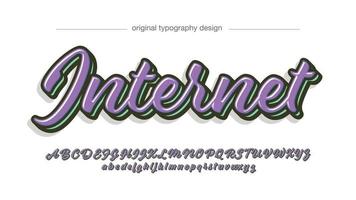 purple and green modern lettering calligraphy font vector