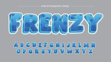 blue 3d cartoon rounded font vector