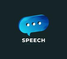 Vector de plantilla de logotipo de chat de burbuja 3d. logotipo o icono de la aplicación de chat. hablar icono de voz de burbuja