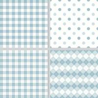 pastel blue plaid seamless pattern collection vector