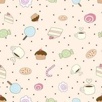 cute colorful pastel cartoon style coffee and bakery seamless pattern