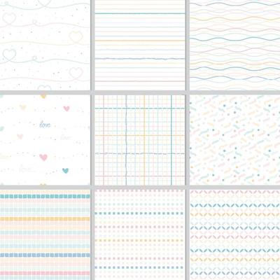Rainbow pastel line geometric seamless pattern collection