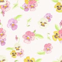 watercolor pansy flower seamless pattern on dot background vector