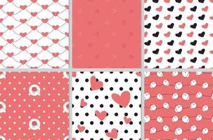 valentine heart seamless pattern collection in coral red eps10 vector illustration